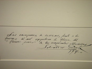 Χειρόγραφο σημείωμα του Νταλί που αναφέρεται στο παραπάνω έργο (1970)