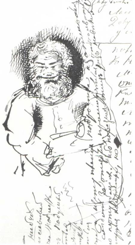 Ηλικιωμένος άντρας, στο χειρόγραφο του μυθιστορήματος «Έφηβος», 1872-1875, Κρατικά Αρχεία Λογοτεχνίας και Τέχνης, Μόσχα.