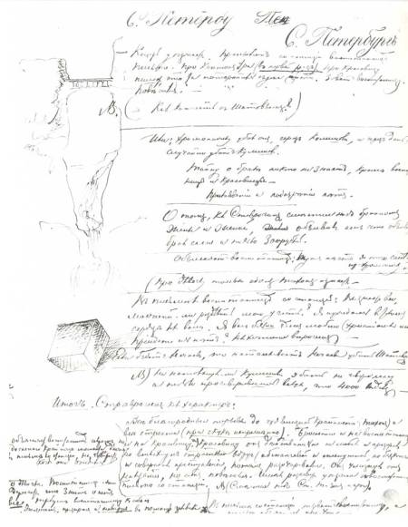Φαράγγι και πέτρα, στο χειρόγραφο του μυθιστορήματος « Οι δαιμονισμένοι », 1869-1870, Κρατικά Αρχεία Λογοτεχνίας και Τέχνης, Μόσχα.